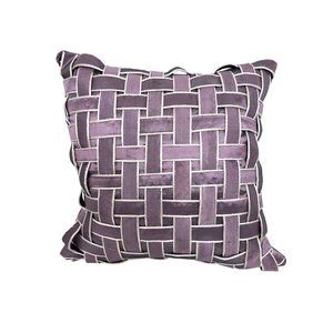 Throw Pillow Decorative Purple Silk Basket Weave Handmade Geometric 17" Square